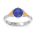 thumbnail image 1 of 2.15 Carat Shiny Round Cut Blue Sapphire & Citrine Gemstone Engagement Ring for Women 18K White Gold Size 4.5 by Diamond-Capitals, 1 of 7