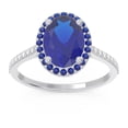 thumbnail image 1 of 2.15 Carat Stunning Oval Cut Blue Sapphire Gemstone & Natural Diamond (F-G/VS1) Bridal Ring for her Solid 18K White Gold Size 3 by Diamond-Capitals, 1 of 7