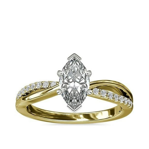 2.15 Carat Unique Marquise Cut (D/VVS1) Moissanite Anniversary Ring for Gift in 18K Yellow Gold Ring Size 8.5 by Diamond-Capitals