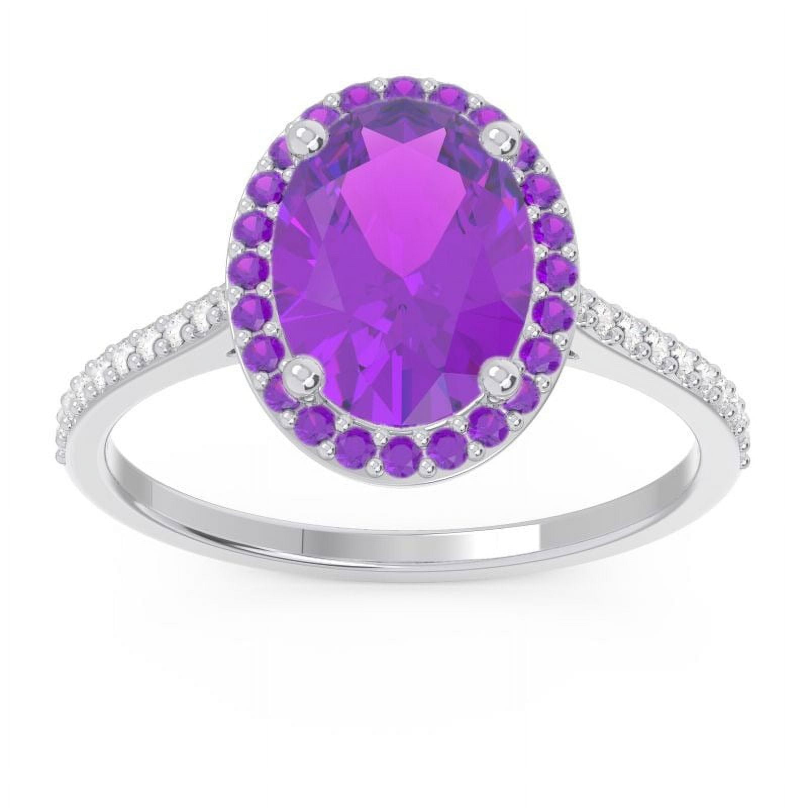 2.15 Carat Unique Oval Cut Amethyst Gemstone Engagment Ring for her 14K ...