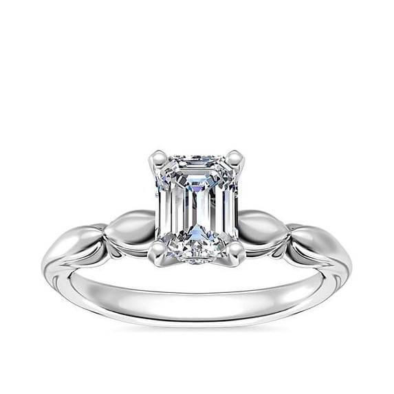 2.15 Ct Emerald Cut Moissanite Diamond (D/VVS1) Latest Wedding Ring for Ladies Solid 14K White Gold Size 3.5 by Diamond-Capitals