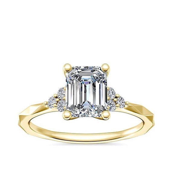 2.15 Ct Emerald Cut Moissanite Luxurious Halo Ring for Wedding Gift Solid 18K Yellow Gold Size 10.5 by Diamond-Capitals