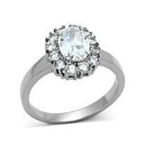 2.15 Ct Halo Oval Cut Zirconia Stainless Steel Engagement Ring Women's Size 7
