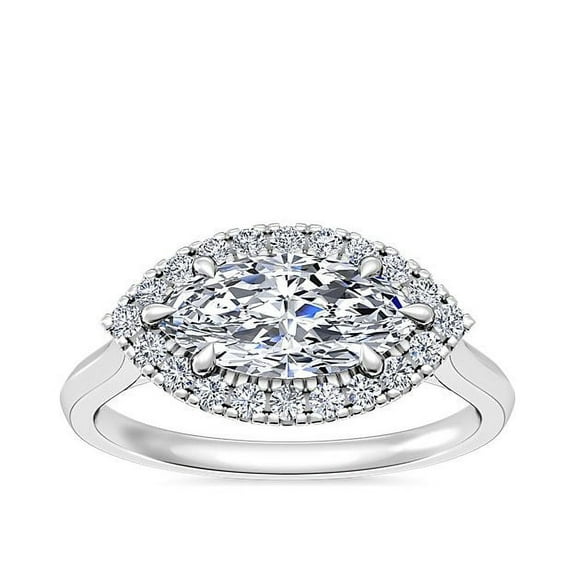 2.15 Ct Marquise Cut Stunning Moissanite Halo Engagement Ring for her Solid 14K White Gold Size 7 by Diamond-Capitals