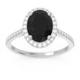 thumbnail image 1 of 2.15 Ct Oval Cut Black Onyx Gemstone & Natural Diamond (F-G/VS1) Sparkle Anniversary Ring for Ladies 14K White Gold Size 3 by Diamond-Capitals, 1 of 7