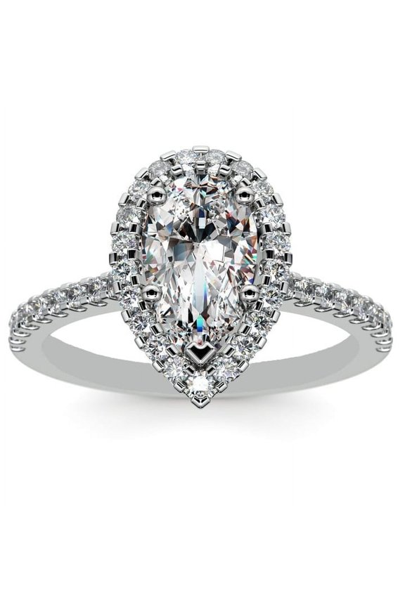 2.15 Ct Pear Cut IGI Certified Lab Grown Diamond Latest Design Ring for Engagement Solid 14K White Gold Size 4 by Diamond-Capitals