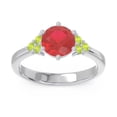 thumbnail image 1 of 2.15 Ct Round Cut Red Ruby & Peridot Gemstone Beautiful Engagement Ring for Women 14K White Gold Size 3 by Diamond-Capitals, 1 of 7