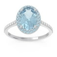 thumbnail image 1 of 2.15 T.C.W Oval Cut Aquamarine Gemstone & Natural Diamond Unique Wedding Ring for Ladies Solid 18K White Gold Size 9 by Diamond-Capitals, 1 of 7