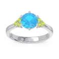 thumbnail image 1 of 2.15 T.C.W Unique Round Cut Blue Topaz & Peridot Gemstone Engagement Ring for Ladies Solid 18K White Gold Size 9 by Diamond-Capitals, 1 of 7