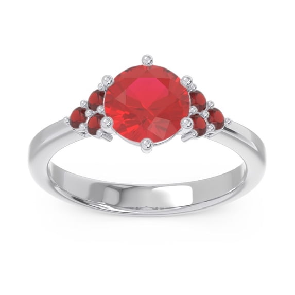 2.15 T.C.W Unique Round Cut Red Ruby & Garnet Gemstone Engagement Ring for Ladies Solid 18K White Gold Size 9 by Diamond-Capitals