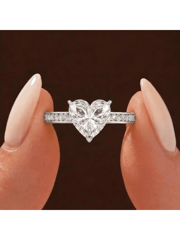 2.15 tcw Luxurious Heart Shape Solitaire with Accents IGI Certified Lab Grown Diamond Engagement Ring for her Solid 10k White Gold Size 7 by Diamond-Capitals