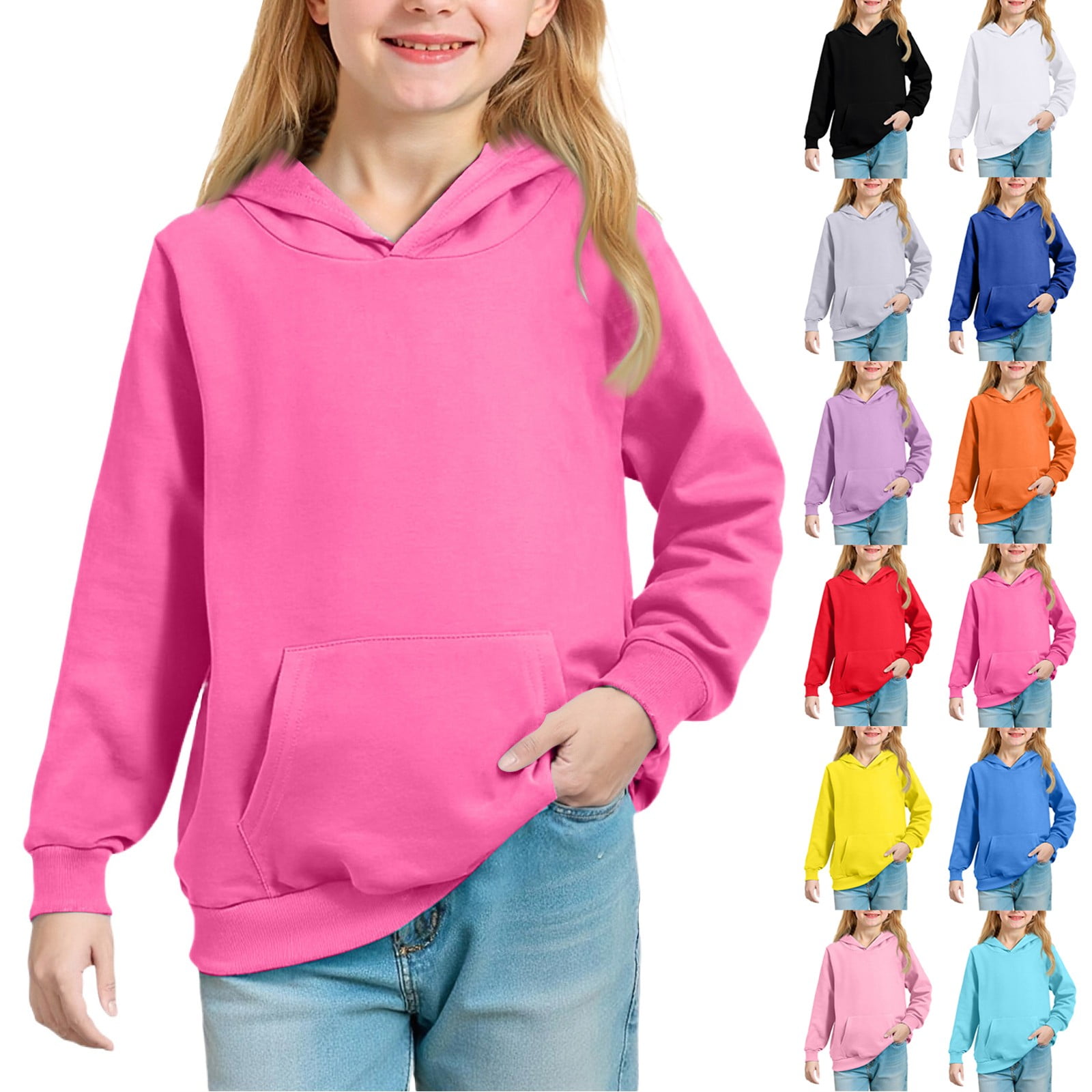 2-15Y Kids Oversized Hoodies - Boys Girls Cute Graphic Pullover, Trendy