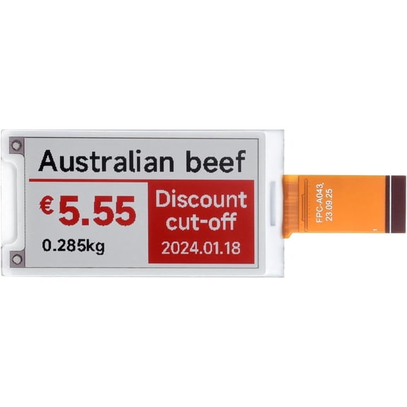 2.15inch E-Paper Display (B), E-Ink Display, 296x160, Red/Black/White, SPI Interface, Raw E-Paper Only, Without Driver Board