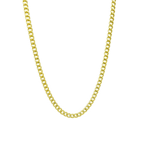 2.15mm 14K Yellow Gold Curb Cuban Pendant Chain Diamond Сut Necklace 16" 18" 20" 22" 24" Women Men, Lobster Clasp, Gift Box