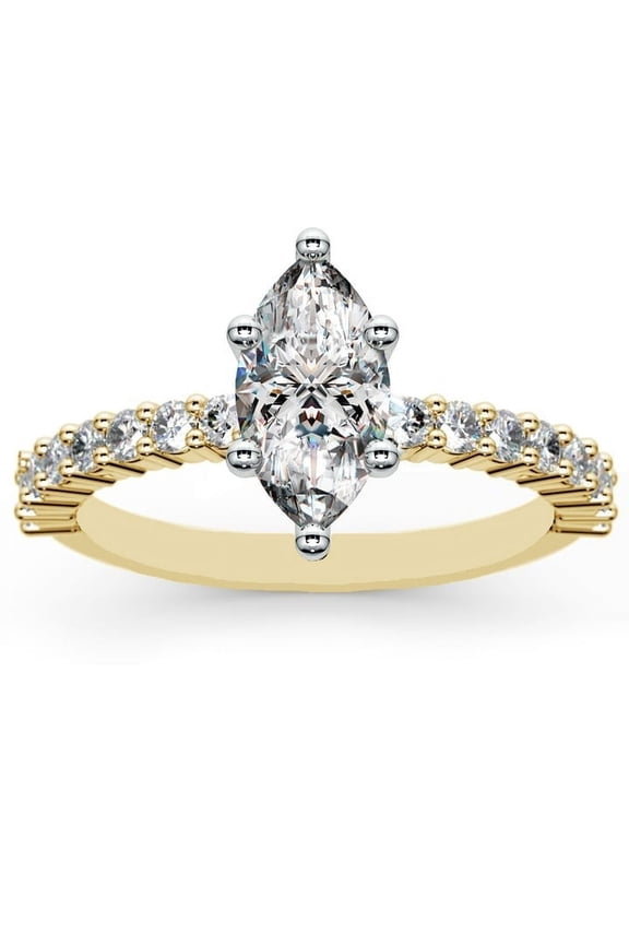 2.16 Ct Elegant Marquise Solitaire Moissanite Anniversary Ring for Women Solid 18K Yellow Gold Size 5 (D/VVS1) by Diamond-Capitals