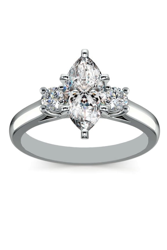 2.16 Ct Marquise Cut 3-stone Latest Moissanite (D/VVS1) Anniversary Ring for Ladies Solid 14K White Gold Size 3 by Diamond-Capitals