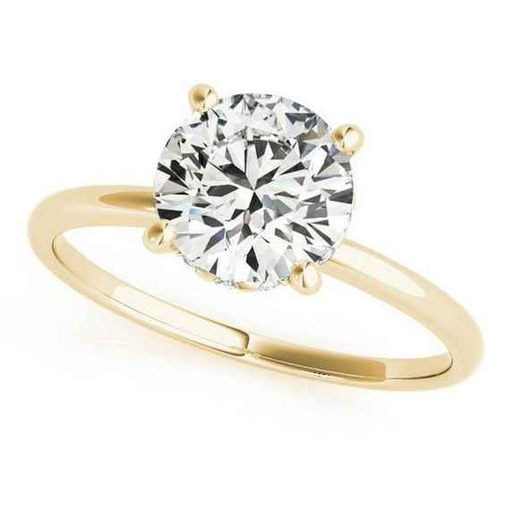 2.16 Ct Wonderful Round Natural Moissanite Engagement Rings for Women Fine 18K Yellow Gold