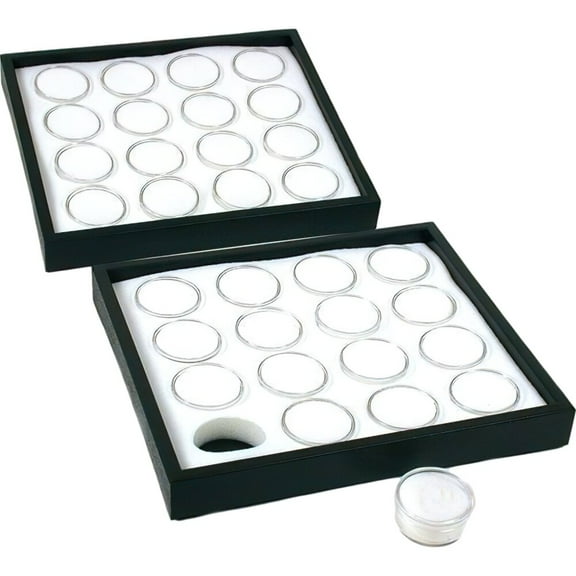 2 16 White Gem Jars Display Inserts & Stackable Tray