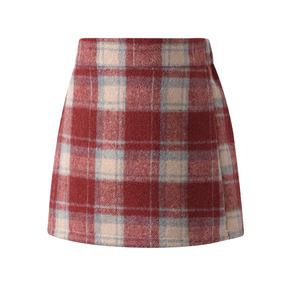 2 16 Years Girl High Waisted Plaid Skirt A Line Mini Skirt Fall Winter Wool Bodycon Pencil Skirts Walmart