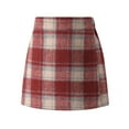 thumbnail image 1 of 2-16 Years Girl High Waisted Plaid Skirt A-Line Mini Skirt Fall Winter Wool Bodycon Pencil Skirts, 1 of 6