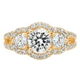 thumbnail image 1 of 2.16 ct Brilliant Round Cut Genuine Cultured Diamond SI1-SI2 G-H 18K Yellow Gold Three-Stone Promise Wedding Statement Engagement Designer Ring size 6, 1 of 6
