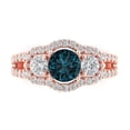 thumbnail image 1 of 2.16 ct Round Cut Natural London Blue Topaz 3 Stone 14K Rose Gold Womens Engagement Ring, 1 of 6