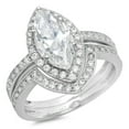 thumbnail image 1 of 2.16 ct Marquise Cut Genuine Cultured Diamond VS1-VS2 G-H 14K White Gold Halo Engagement Wedding Bridal Set Designer Ring bW/ Set size 6, 1 of 6