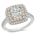 thumbnail image 1 of 2.16 ct Princess Cut Genuine Cultured Diamond VS1-VS2 I-J 14K White Rose Gold Halo Promise Wedding Statement Engagement Designer Ring size 8.5, 1 of 7