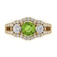 thumbnail image 1 of 2.16 ctw 3 Stone Anniversary Ring for Women | Round Cut Natural Peridot | Hyperallergenic Solid 14K Yellow Gold, 1 of 5