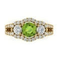 thumbnail image 1 of 2.16 ctw 3 Stone Anniversary Ring for Women | Round Cut Natural Peridot | Hyperallergenic Solid 18K Yellow Gold, 1 of 5