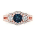 thumbnail image 1 of 2.16 ct Round Cut Simulated Alexandrite 3 Stone 18K Rose Gold Womens Engagement Ring, 1 of 5
