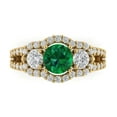 thumbnail image 1 of 2.16 ctw 3 Stone Anniversary Ring for Women | Round Cut Simulated Emerald | Hyperallergenic Solid 18K Yellow Gold, 1 of 5