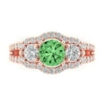 thumbnail image 1 of 2.16 ctw 3 Stone Anniversary Ring for Women | Round Cut Simulated Green Diamond | Hyperallergenic Solid 14K Rose Gold, 1 of 5