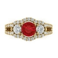 thumbnail image 1 of Clara Pucci 14K Yellow Gold Solid Gold Tourmaline Three-Stone Anniversary Ring for Women - 2.16 cttw Round Cut, 1 of 8