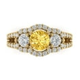 thumbnail image 1 of 2.16 ct Round Cut Simulated Yellow Diamond 3 Stone 14K Yellow Gold Womens Engagement Ring, 1 of 5