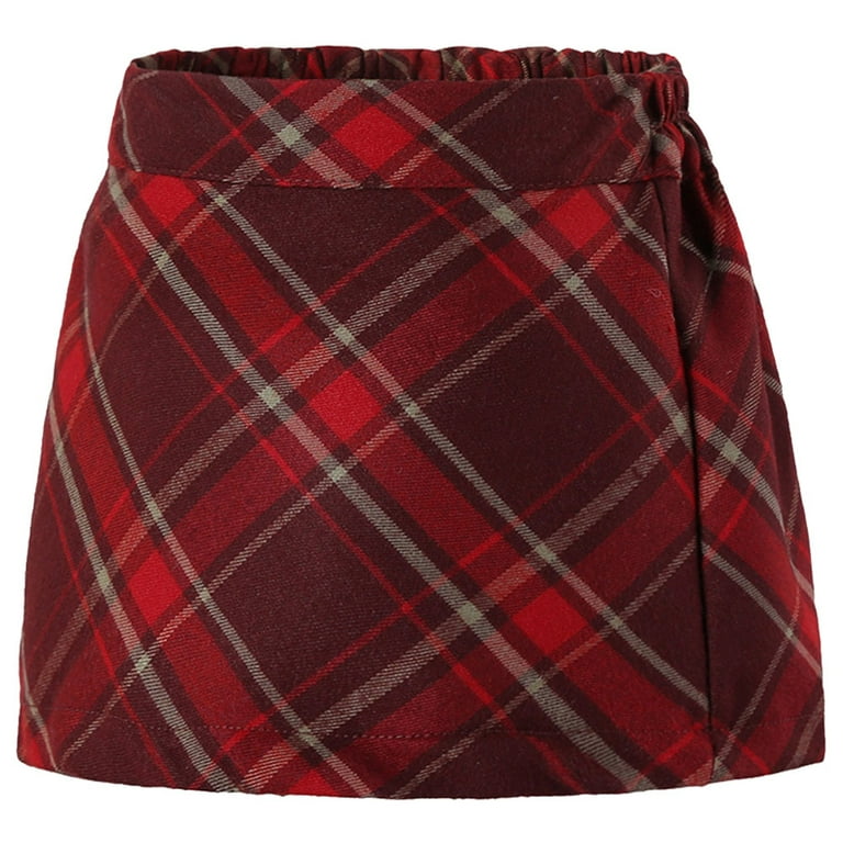 2-16T Girl Plaid Mini Skirt Fall Winter High Waisted A-Frame
