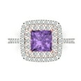 thumbnail image 1 of Halo Engagement Ring for Women - 2.07ct Simulated Alexandrite in 14K White/Rose Gold Promise Ring, 1 of 6
