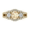 thumbnail image 1 of 2.16 ct Round Cut Natural Morganite Three-Stone Engagement Ring for Women in 18K Yellow Gold, 1 of 5