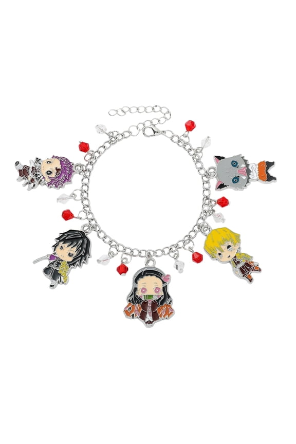 2.17" Demon Anime Slayer Charm Bracelet Jewelry - Family Cartoon Charm Bracelet Gifts for Women Girl - Ages 3+