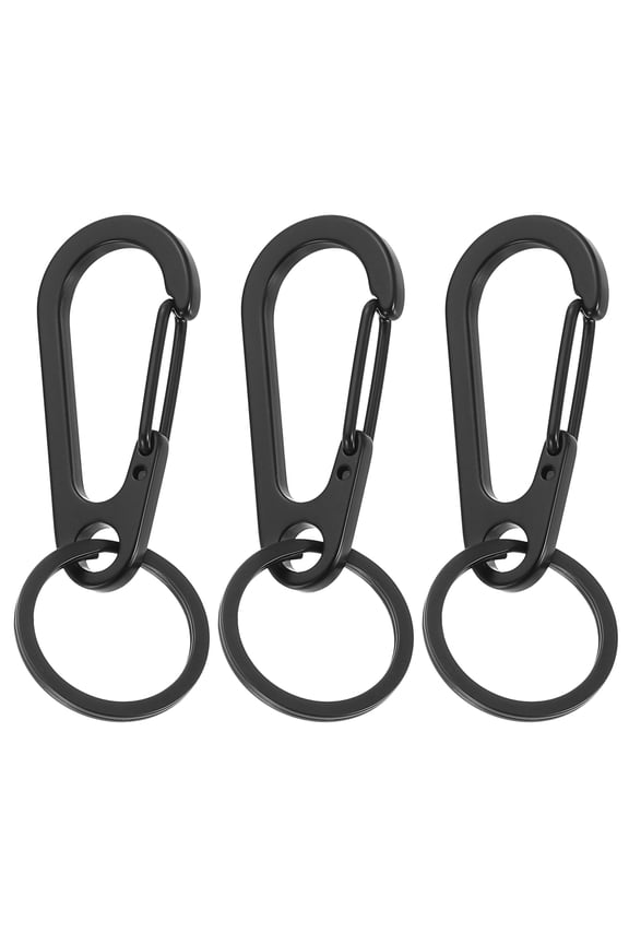 2.17" x 1.1" Metal Keychain Keyring, 3 Pcs Black Key Chain Ring Clip Sturdy Key Accessories Holder Organizer for Chain Making Kit Home Car Keys Art Crafts