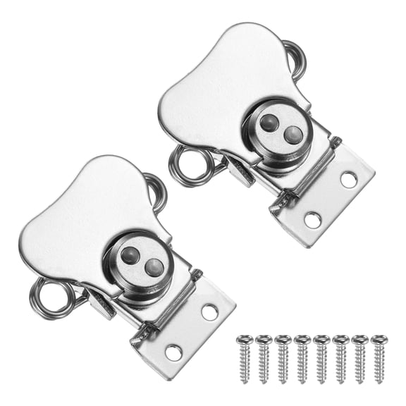 2.17x2.05" Spring Loaded Butterfly Twist Latch, 2Pcs Steel Twist Latch & Keeper Silver