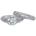 thumbnail image 1 of AFFY 2.18 Carat Round Shape Moissanite & Natural Diamond Unique Engagement Ring 14K Solid White Gold Ring Size-8, 1 of 2