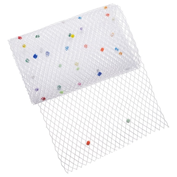 2.18 Yards White Birdcage Veil Netting Fabric,9.8inch Wide Rainbow Dotted Russian Millinery Netting Polyester Tulle Fabric Dress Decoration