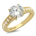 thumbnail image 1 of 2.18 ct Brilliant Round Cut Genuine Cultured Diamond VS1-VS2 G-H 18K Yellow Gold Promise Wedding Statement Engagement Designer Ring size 8.5, 1 of 7