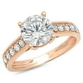 thumbnail image 1 of 2.18 ct Brilliant Round Cut Real Genuine Natural Diamond SI1-SI2 J-K 14K Rose Gold Promise Wedding Statement Engagement Designer Ring size 9, 1 of 6