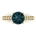 thumbnail image 1 of Solitaire with Accents Engagement Ring for Women - 2.3ct Natural London Blue Topaz in 14K Yellow Gold Promise Ring, 1 of 8