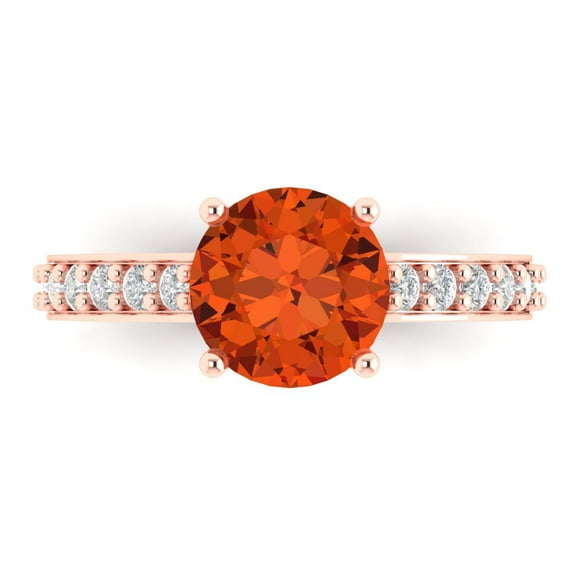 Solitaire with Accents Engagement Ring for Women - 2.3ct Simulated Red Diamond in 14K Rose Gold Promise Ring