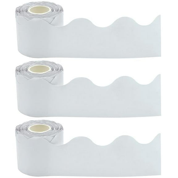 2.18 x 50 in. White Scalloped Rolled Border Trim, Pack of 3
