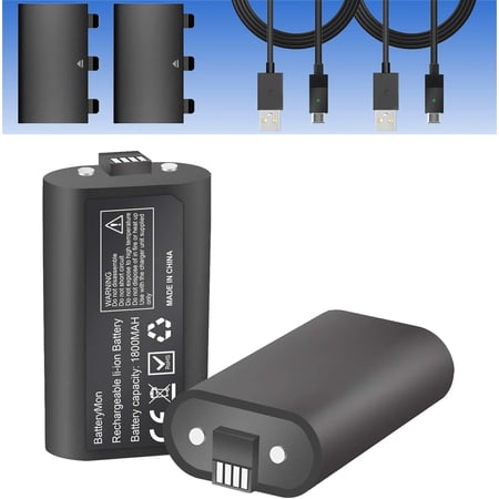 2* 1800mAh Battery Pack Replacement for Xbox One/Xbox One X/Xbox One S Controller Play Charge Kit with Micro USB Power Cable
