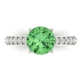 thumbnail image 1 of Clara Pucci 14K White Gold Solid Gold Green Solitaire with Accents Anniversary Ring for Women - 2.3 cttw Round Cut, 1 of 8